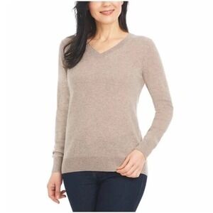 Hilary Radley 100% cashmere Sweater Beige‎ V-neck 100% Cashmere Sweater Medium
